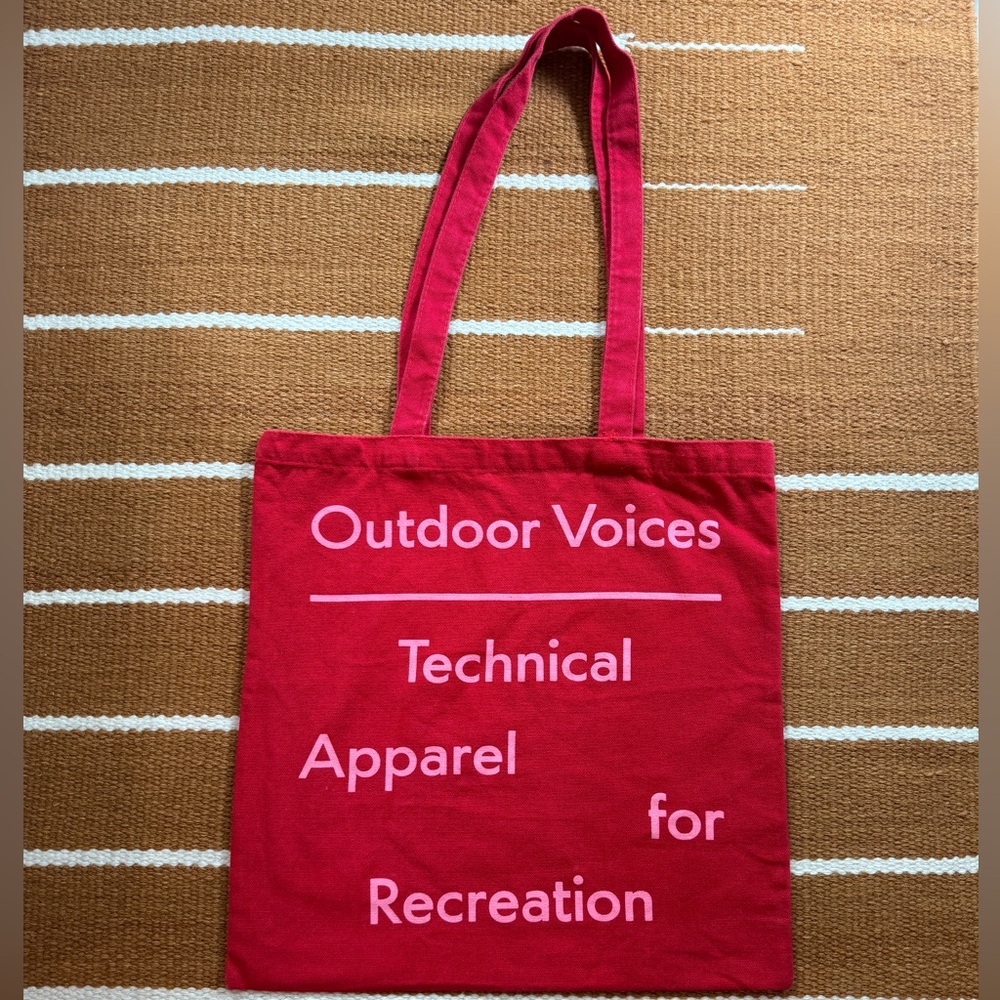 Outdoor Voices Chicago 15”x15.5” Red Canvas Tote Bag
